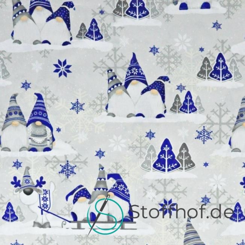 Baumwolle Weihnachtsgnome Saphirblau Weihnachten